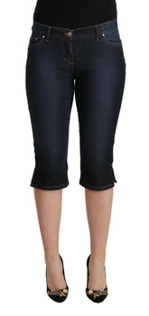 GF Ferre Blue Cotton Stretch Low Waist Slim Capri Denim Jeans -   -  GF Ferre.